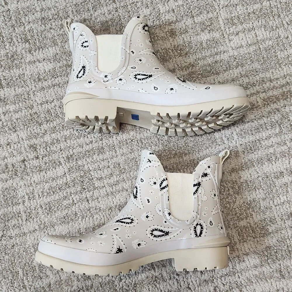 Keds women's Rowan rain boats beige bandana paisley print size 7